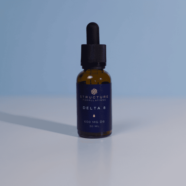 Delta 8 tincture bottle with dropper
