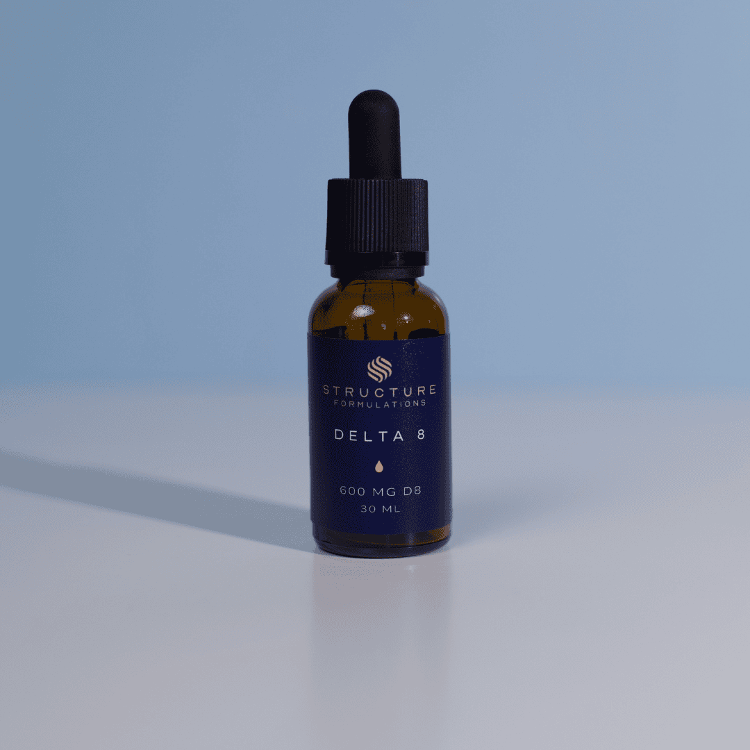 Delta 8 tincture bottle with dropper