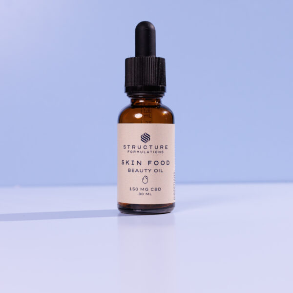 CBD skincare oil with 150mg CBD, beauty and wellness product from Structure Formulations, featuring high-quality ingredients for healthy skin.