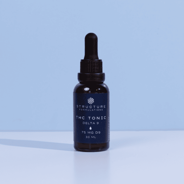 Thc Tonic Delta 9 CBD oil 30ml, 75mg D9, natural cannabis extract, hemp-derived CBD, wellness supplement, Structure Formulations product, therapeutic CBD tincture, lab-tested for purity.